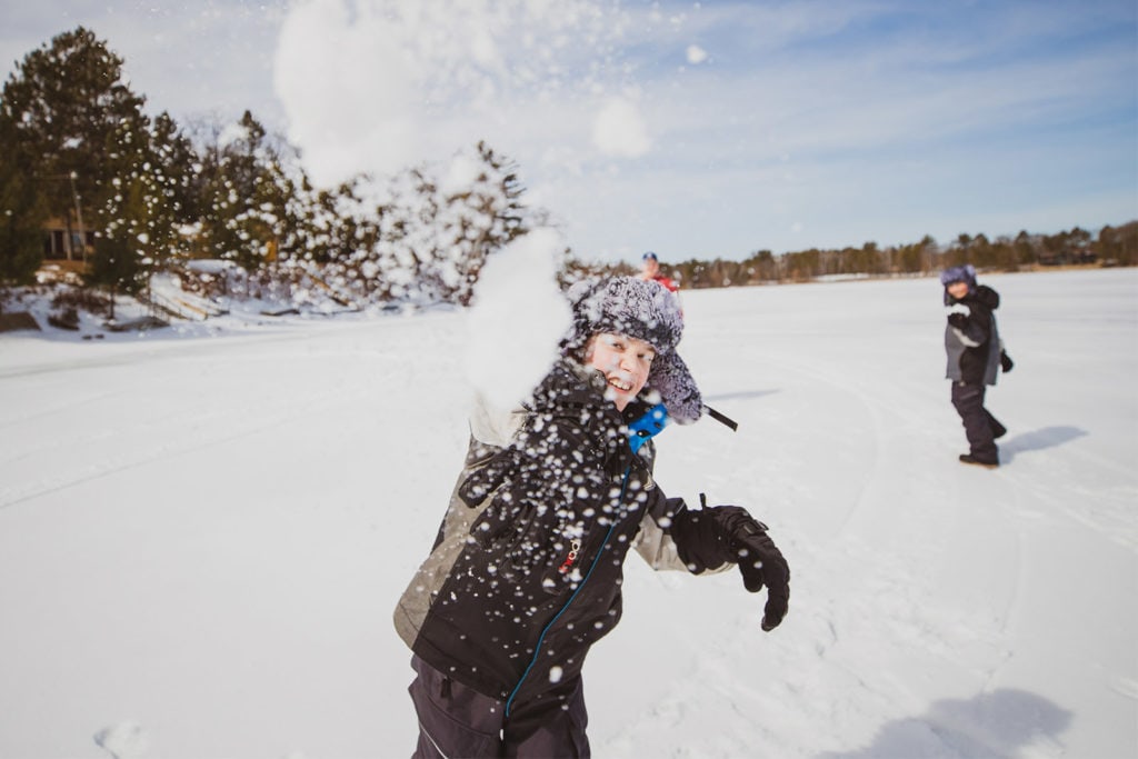 kids playing in snow