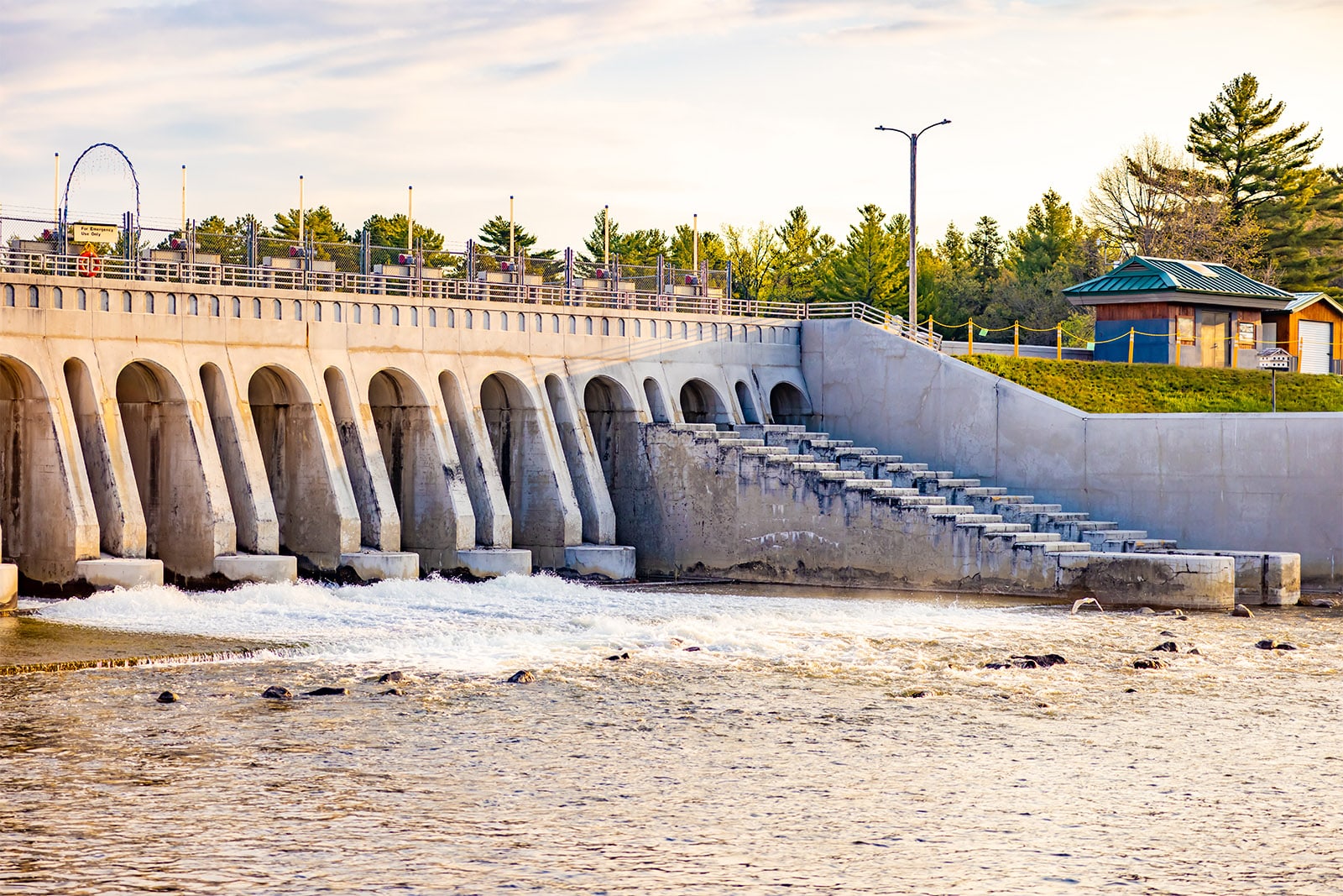 Close up of a dam at the Whitefish Chain