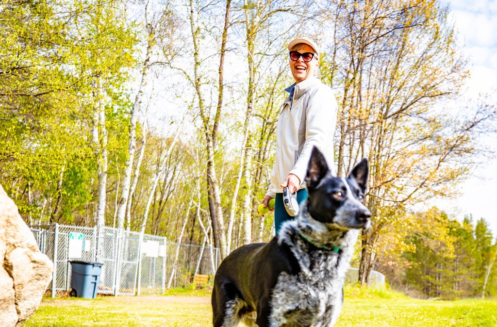 Woman walking a dog