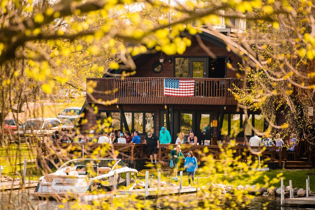 cabin and people