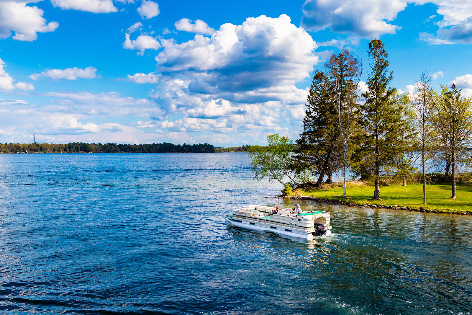 Pontoon on lake