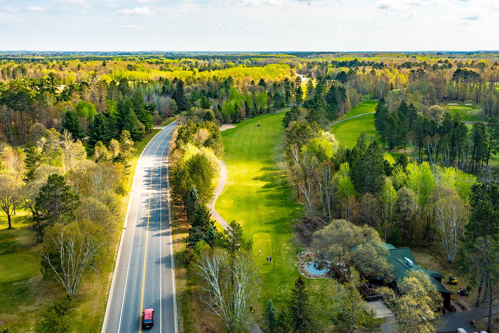 Drone shot of a golf course