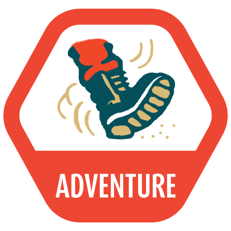 Adventure icon with an illustrated boot